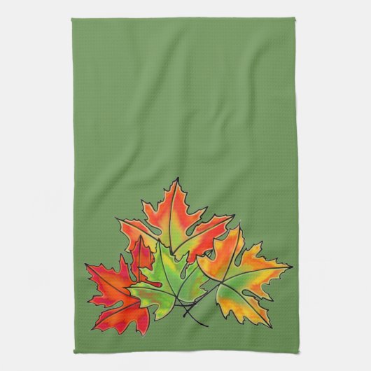 mehrfarbige Ahorn-Blätter Geschirrtuch (Vertikal)