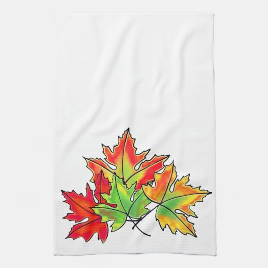 mehrfarbige Ahorn-Blätter Geschirrtuch (Vertikal)