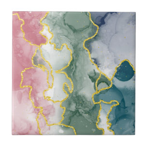 Mehrfarbige Alkoholtinte Fluid Geode Achat Fliese