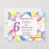 Mehrfarbige Ballon Geburtstagsparty Einladung (Vorderseite)