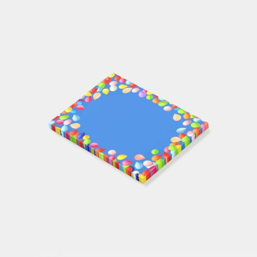 mehrfarbige Ballons am Himmel Post-it Klebezettel (angewinkelt)