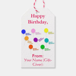 mehrfarbige Balloons Happy Birthday Template Geschenkanhänger