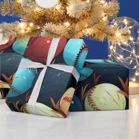mehrfarbige Baseballs Geschenkpapier (Feiertage)