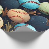 mehrfarbige Baseballs Geschenkpapier (Ecke)