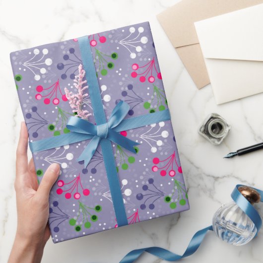 Mehrfarbige Beerenstromretro 60er Geschenkpapier (Schenken)