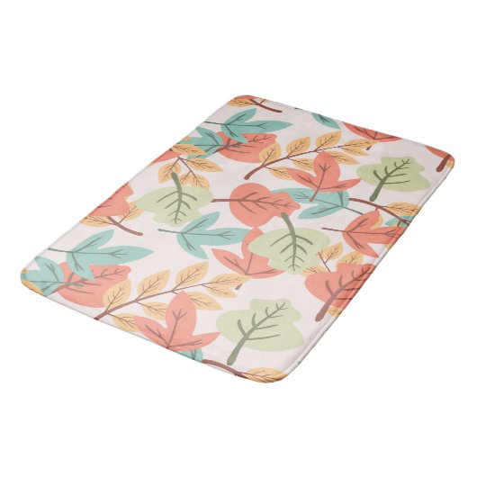 Mehrfarbige Blätter Badematte (Schrägansicht)