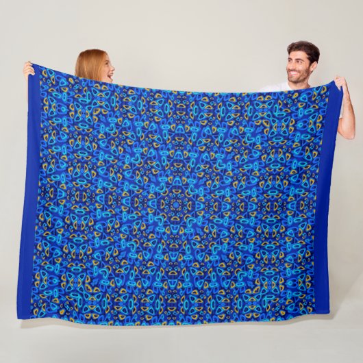Mehrfarbige blaue Ornament-Abstraktion Fleecedecke (Beispiel)