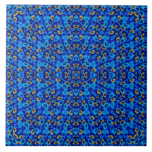 Mehrfarbige blaue Ornament-Abstraktion Fliese
