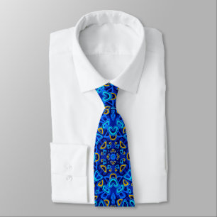 Mehrfarbige blaue Ornament-Abstraktion Krawatte