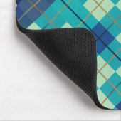Mehrfarbige blaue und gelbe Argyle-Karierung Mousepad (Ecke)