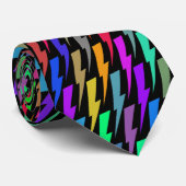 Mehrfarbige Blitz-Bolzen auf schwarzer Krawatte (Gerollt)