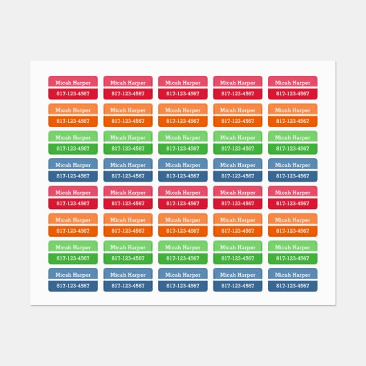 Mehrfarbige Blockklebemarke Etiketten (Blatt)