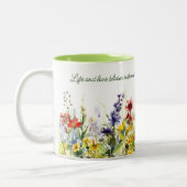Mehrfarbige Blume Aquarelldruck Zweifarbige Tasse (Links)
