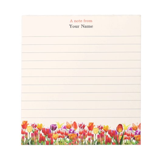 Mehrfarbige Blume auf hellbeige Linde Notizblock (Vorderseite)