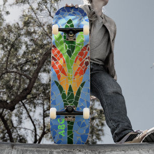 mehrfarbige Blume der Mosaike Tile Skateboard