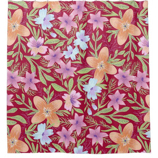 mehrfarbige Blume Duschvorhang (Vorderseite)