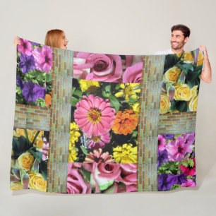 mehrfarbige Blume Fleece Blanket