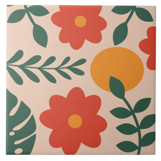 Mehrfarbige Blume Fliese (Vorderseite)