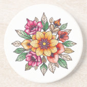 mehrfarbige Blume Getränkeuntersetzer (Vorne)