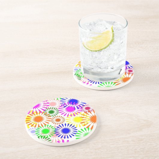 mehrfarbige Blume Getränkeuntersetzer (Seite)