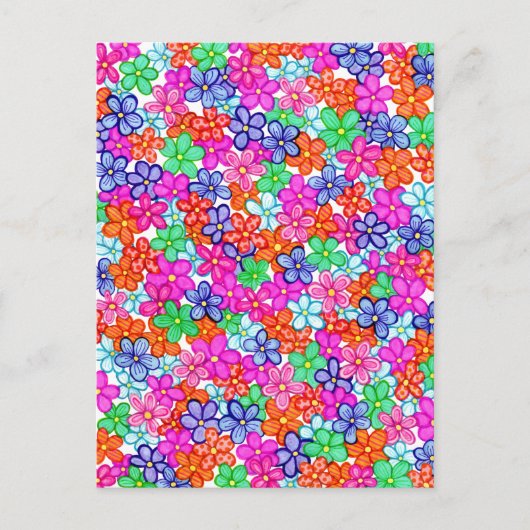 Mehrfarbige Blume HandGezeichnet Blumenmuster Postkarte (Vorderseite)
