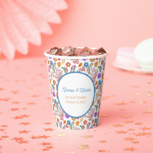Mehrfarbige Blume Jack und Jill Dusche Pappbecher