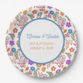 Mehrfarbige Blume Jack und Jill Dusche Pappteller (Vorderseite)