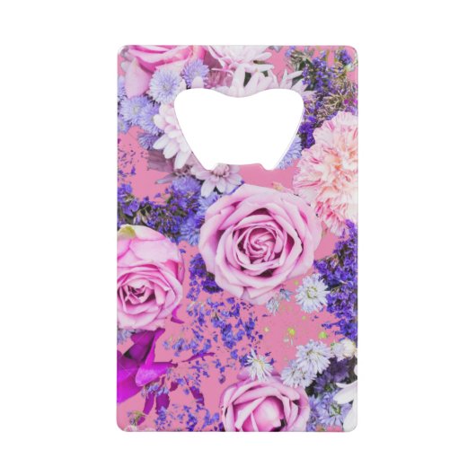 Mehrfarbige Blume Kreditkarte Flaschenöffner (Vorderseite)