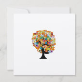 Mehrfarbige Blume Liebe Bäume Hochzeit Einladung (Rückseite)