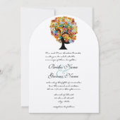Mehrfarbige Blume Liebe Bäume Hochzeit Einladung (Vorderseite)