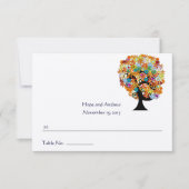Mehrfarbige Blume Liebe Bäume Hochzeit Platzkarte (Vorderseite)
