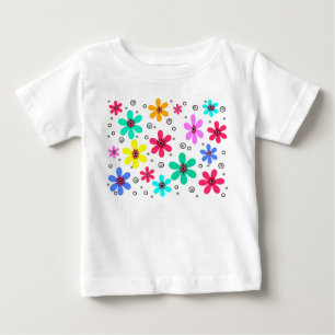 Mehrfarbige Blume mit Retro-Hintergrund summ Baby T-shirt