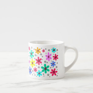 Mehrfarbige Blume mit Retro-Hintergrund summ Espressotasse