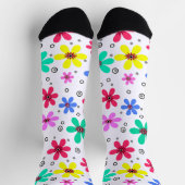 Mehrfarbige Blume mit Retro-Hintergrund summ Socken (Oben)