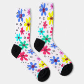 Mehrfarbige Blume mit Retro-Hintergrund summ Socken (Rechts)