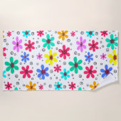 Mehrfarbige Blume mit Retro-Hintergrund summ Strandtuch (Vorderseite)