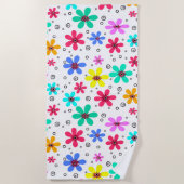 Mehrfarbige Blume mit Retro-Hintergrund summ Strandtuch (Vorderseite)