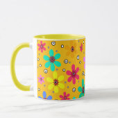 Mehrfarbige Blume mit Retro-Hintergrund summ Tasse (Links)