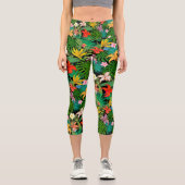 Mehrfarbige Blume & Palm-Blätter auf Black Capri (Vorderseite)