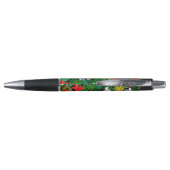 Mehrfarbige Blume & Palm-Blätter auf schwarz Kugelschreiber (Rückseite)