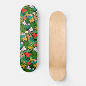Mehrfarbige Blume & Palm-Blätter auf schwarz Skateboard (Vorderseite)