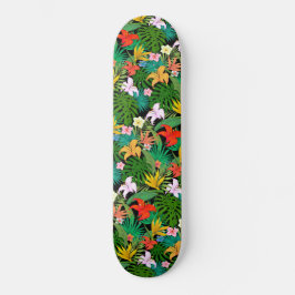 Mehrfarbige Blume & Palm-Blätter auf schwarz Skateboard