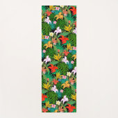 Mehrfarbige Blume & Palm-Blätter auf schwarz Yogamatte (Vorderseite)