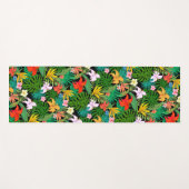 Mehrfarbige Blume & Palm-Blätter auf schwarz Yogamatte (Vorderseite (Horizontal))