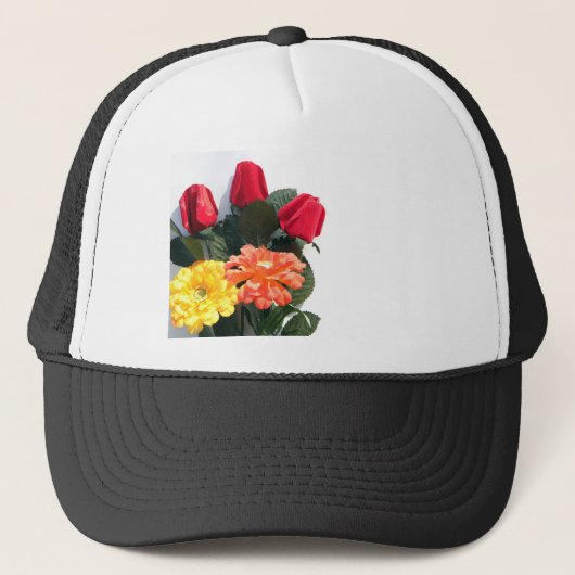 mehrfarbige Blume Truckerkappe (Vorderseite)