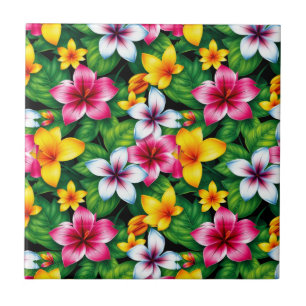 Mehrfarbige Blume und Blätter Muster-57577 Fliese