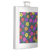 Mehrfarbige Blumen Blumenmuster Flachmann (Rechts)