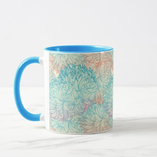 Mehrfarbige Blumen-Doodle-Muster Tasse (Links)