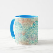 Mehrfarbige Blumen-Doodle-Muster Tasse (Vorderseite Links)