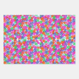 Mehrfarbige Blumen Florale Illustrationsmuster Geschenkpapier Set